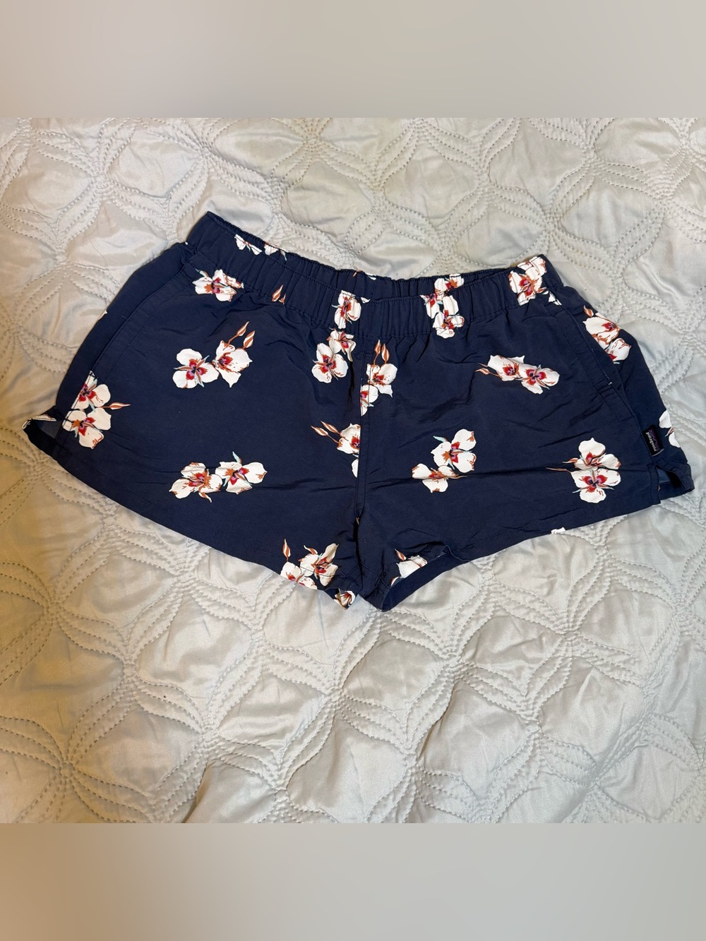 Patagonia Blue Floral Elastic Waist Shorts